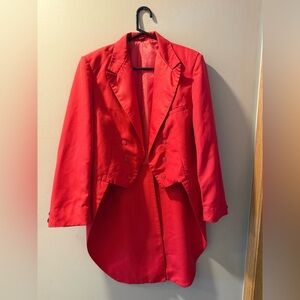 Chic Red Tailcoat Blazer